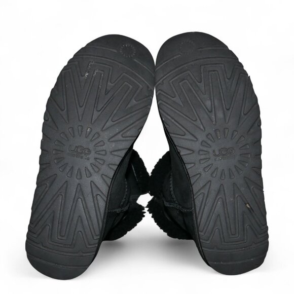 Ugg Jackee Sheepskin Swarovski Crystal Short Boots Women’s Size 9 Black Bow EUC - Picture 10 of 14